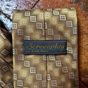 MEN TIES ONE Screenplay by Martin Wong Gold geometric design 1202